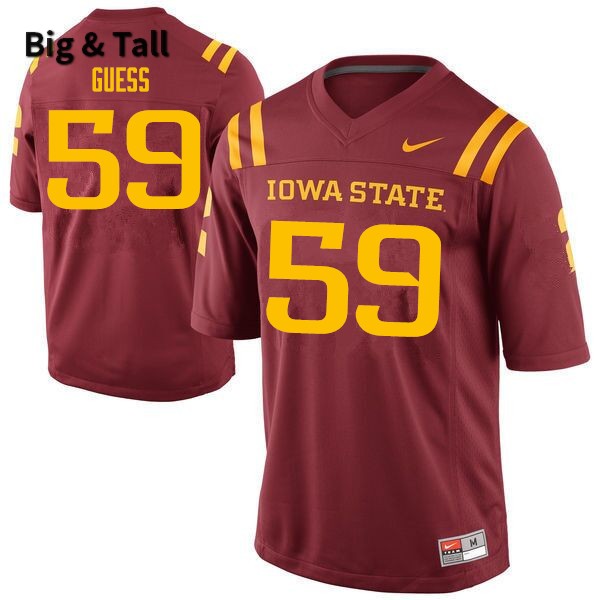 Iowa State Cyclones Men's #59 Connor Guess Nike NCAA Authentic Cardinal Big & Tall College Stitched Football Jersey QN42P06XT
